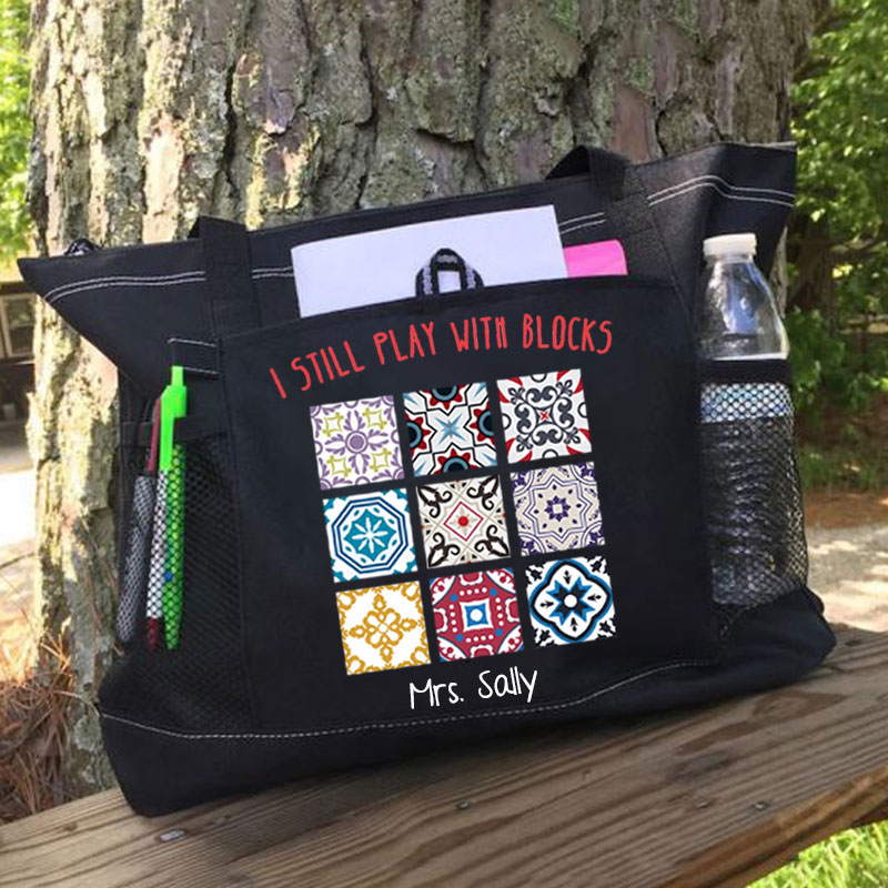 Personalized I Still Play With Blocks, Quilt Patterns Sewing Lover Tote Bag