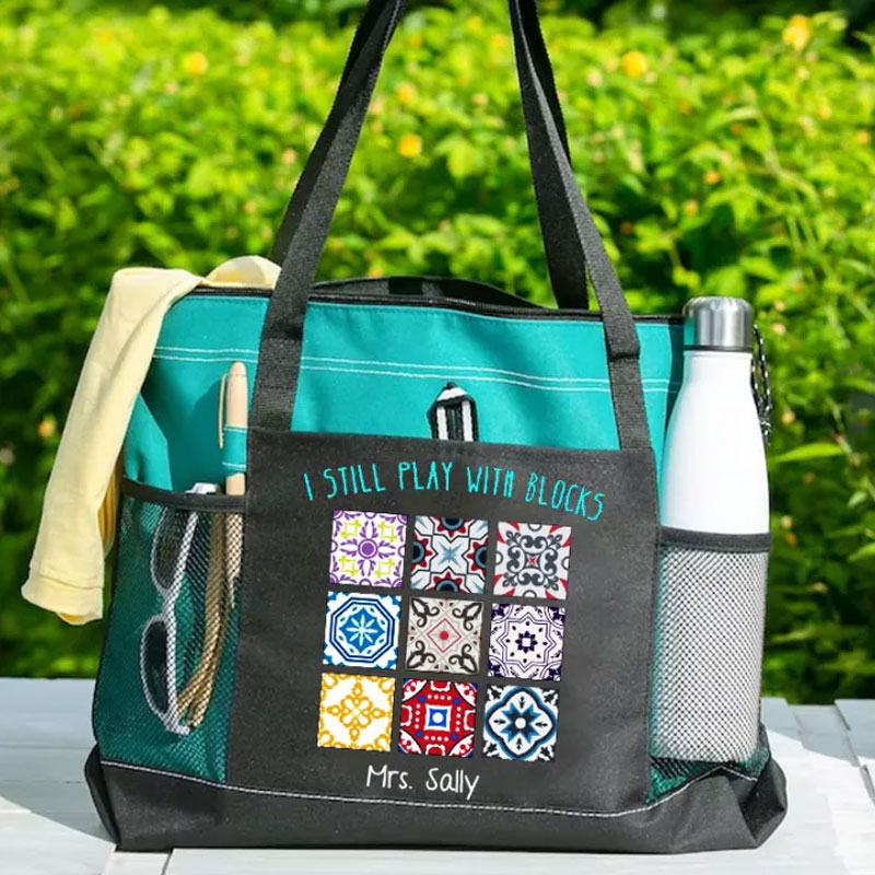 Personalized I Still Play With Blocks, Quilt Patterns Sewing Lover Tote Bag