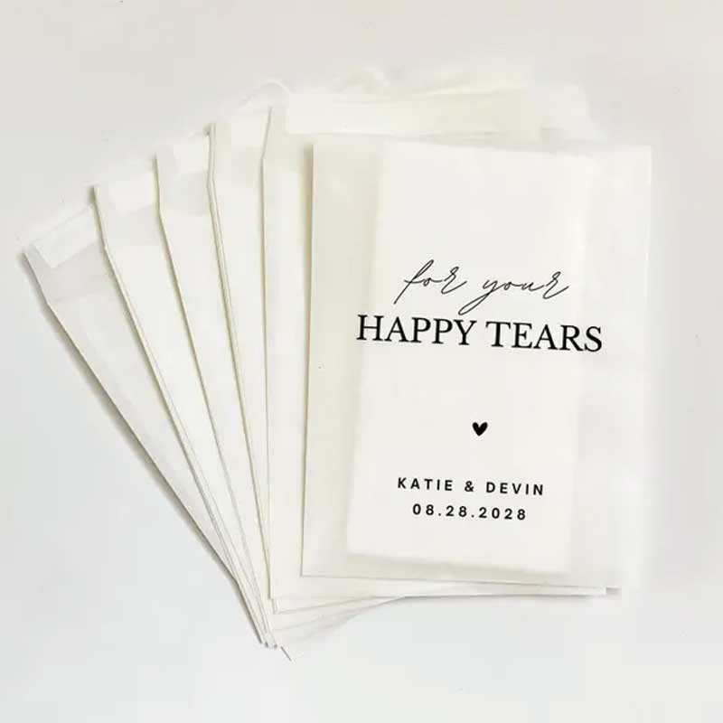 Personalized Wedding Tissue Packs, Happy Tears Wedding Favor