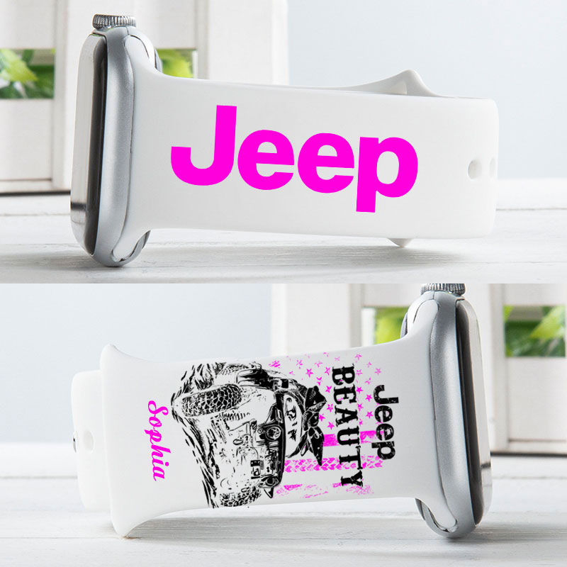 Matching Jeep Beast Beauty American Flag Couple Print Colorful Watch Band