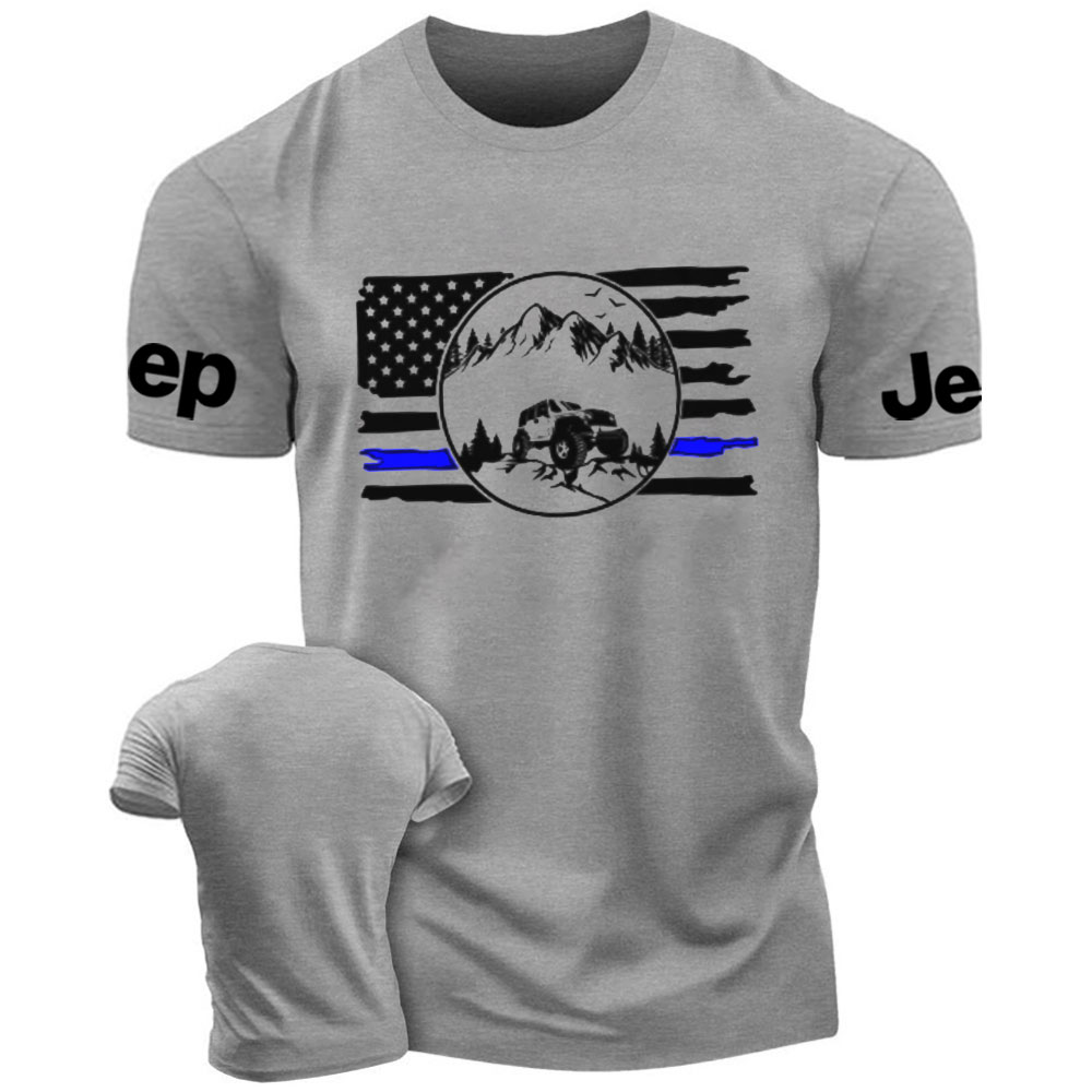 Patriotic Distressed Thin Blue Line US Flag Jp Men's T-Shirt