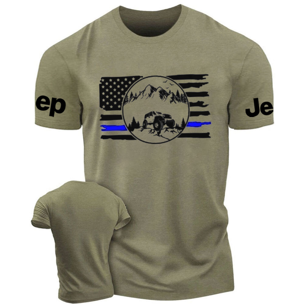 Patriotic Distressed Thin Blue Line US Flag Jp Men's T-Shirt