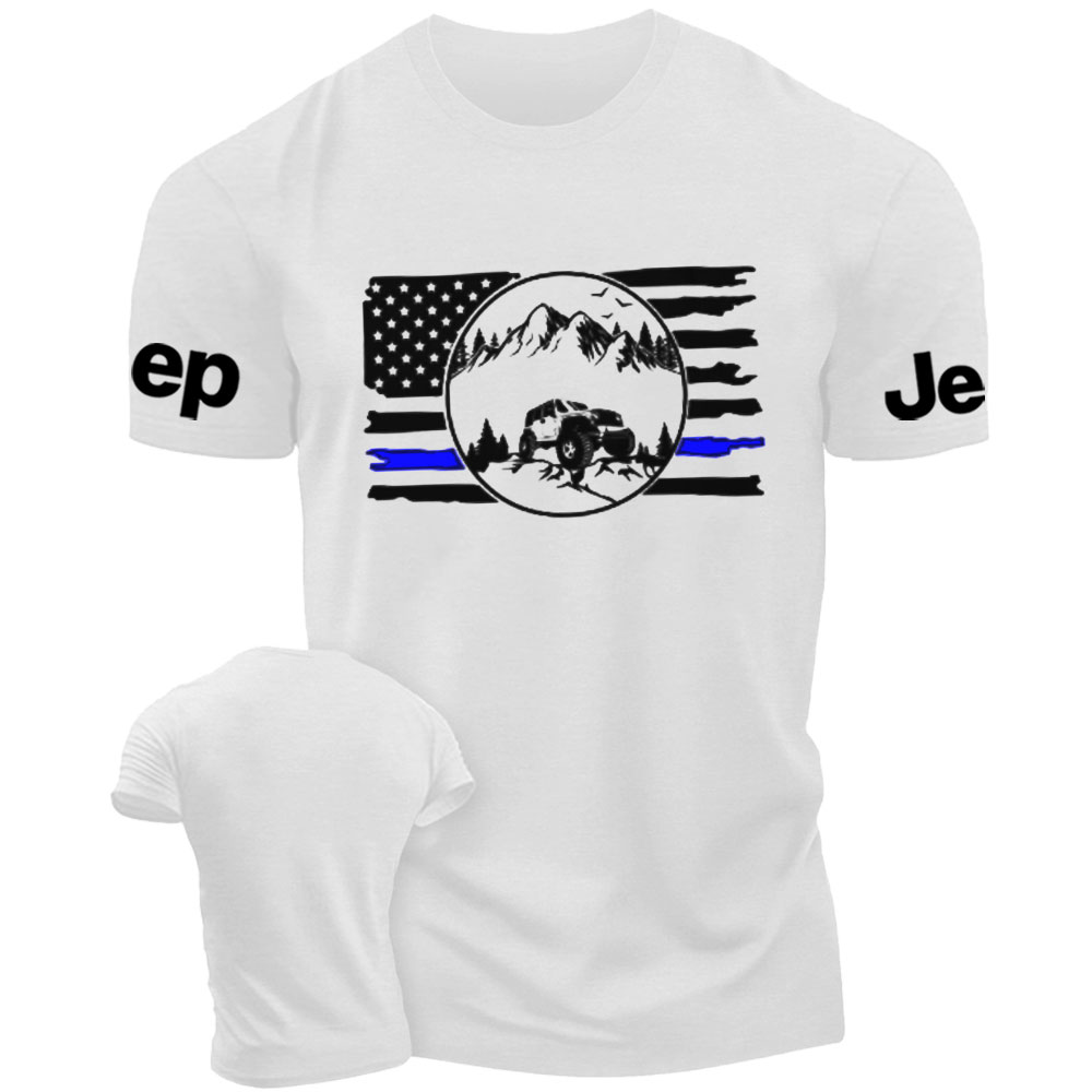 Patriotic Distressed Thin Blue Line US Flag Jp Men's T-Shirt