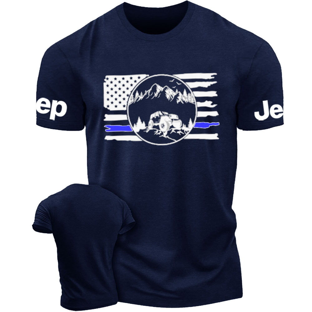 Patriotic Distressed Thin Blue Line US Flag Jp Men's T-Shirt