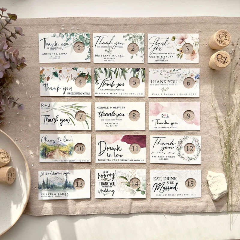 Wine Bottle Stopper Wedding Favors with Thank You Card Personalized Gift for Guests