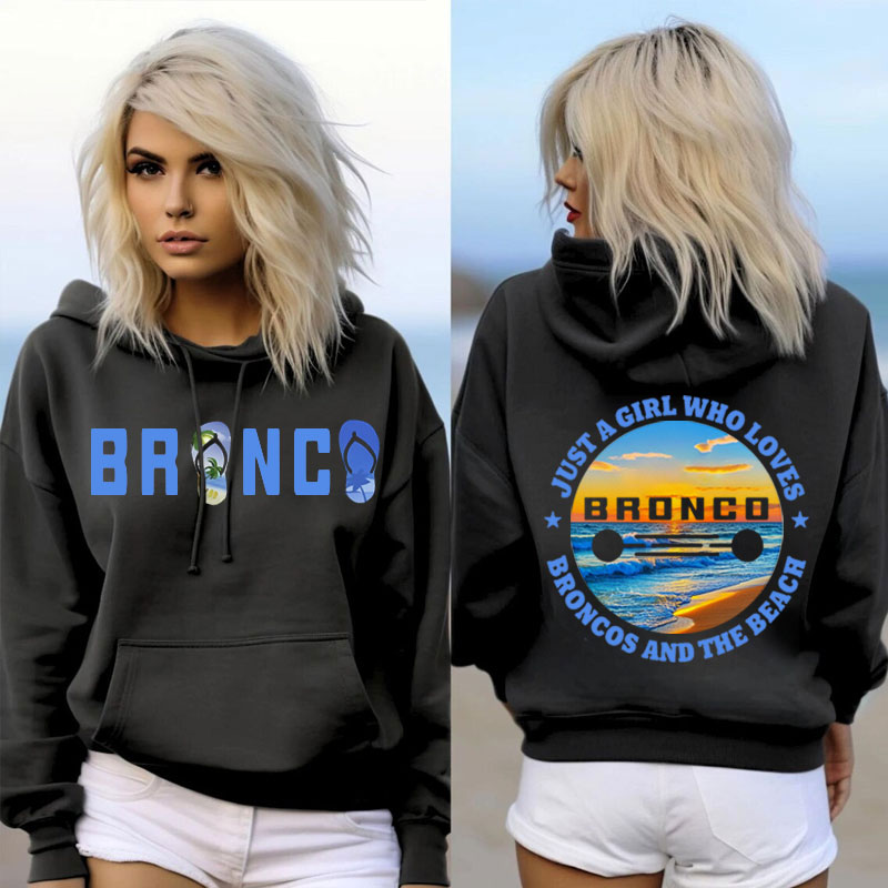 Just a Girl Who Love Broncos and The Beach Oversized Hoodie
