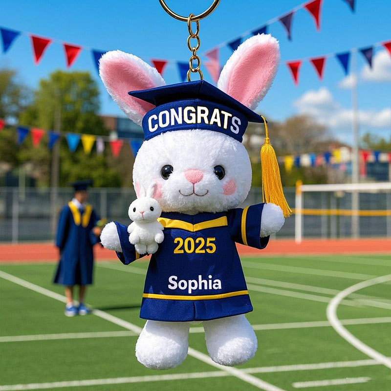 Custom 2025 Graduation Gift Cute Dr Rabbit Keychain