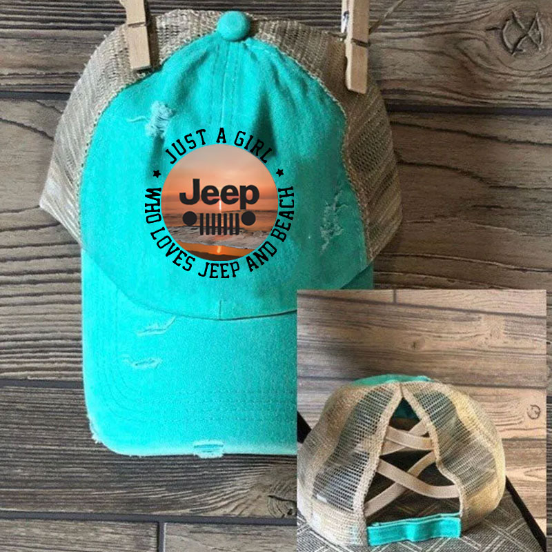 Just A Girl Who Love Jeep and the Sunset Beach Summer Hats