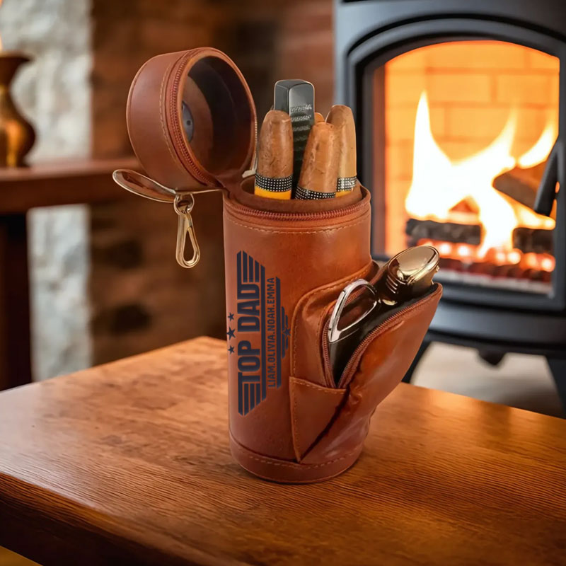 Custom Cigar Humidor Case Leather Gift Fathers Day Gift