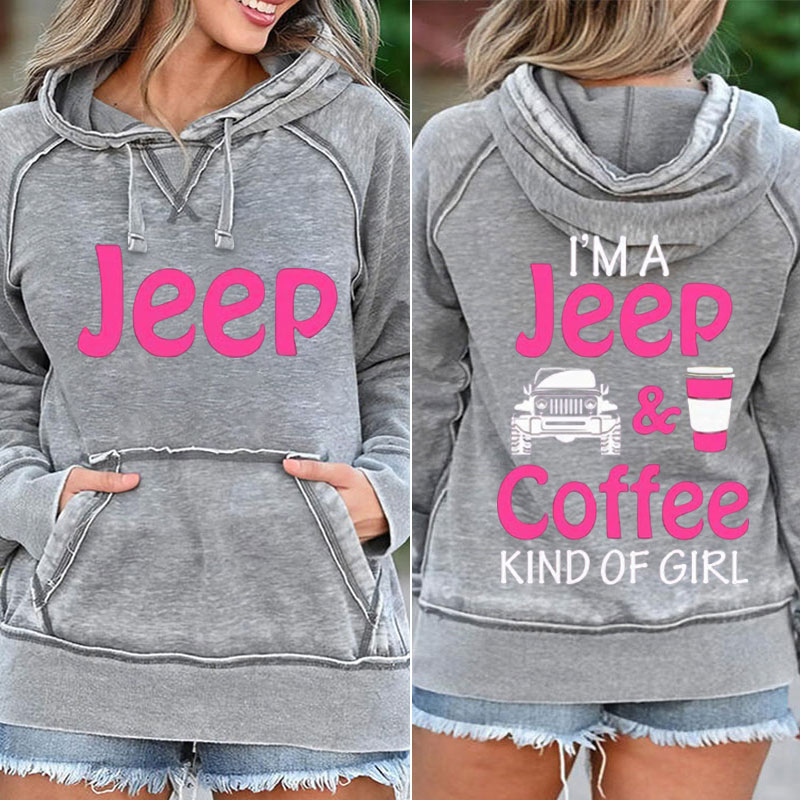 Coffee And Jeep Kind of Girl Pocket Hoodie