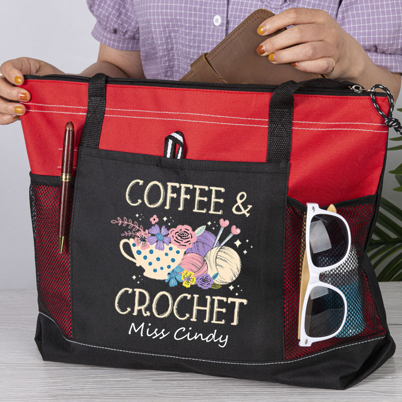 Crochet Coffee Knitting Yarn Tote Bag