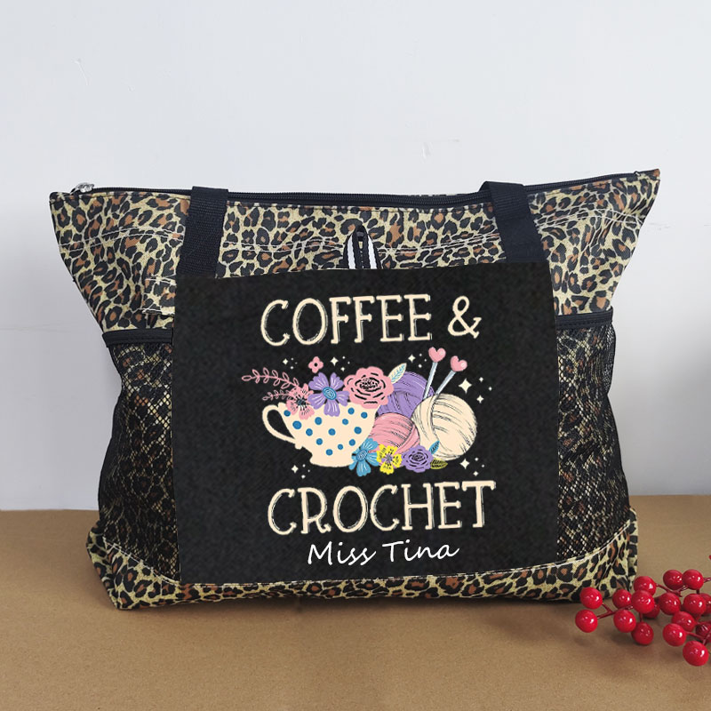 Crochet Coffee Knitting Yarn Tote Bag
