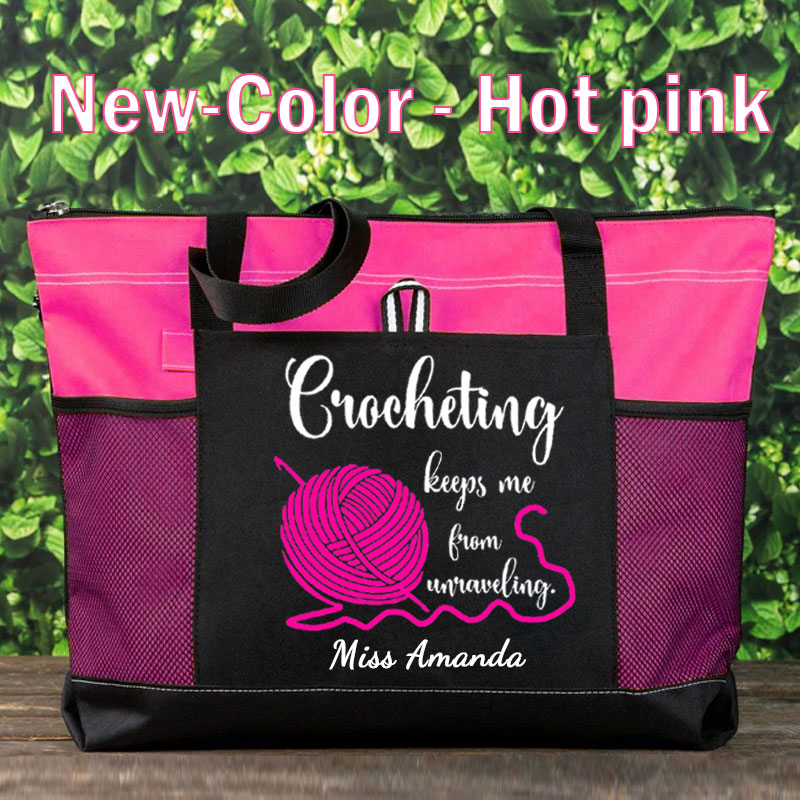 Crocheting Keeps Me From Unraveling Tote Bag