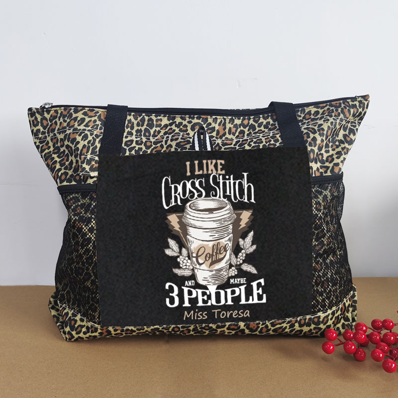 Cross Stitch Coffee Lover Custom Tote Bag