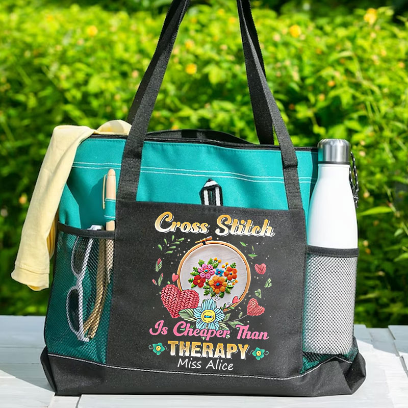 Cross Stitch Is Cheaper Than Therapy - Tote Bag