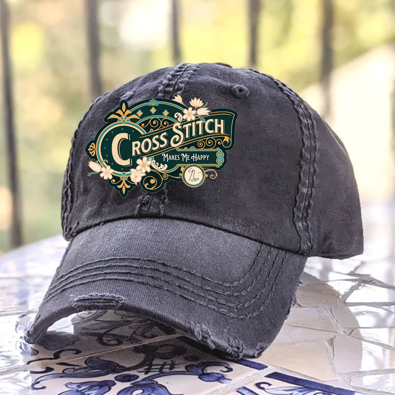 Cross Stitch Makes Me Happy Baseball Cap