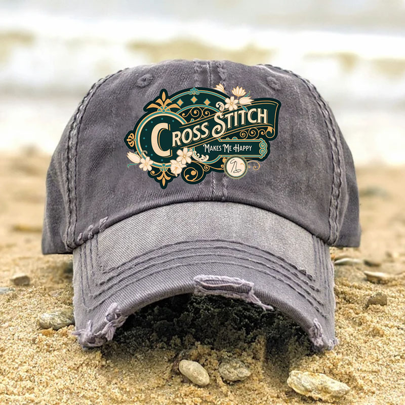 Cross Stitch Makes Me Happy Baseball Cap