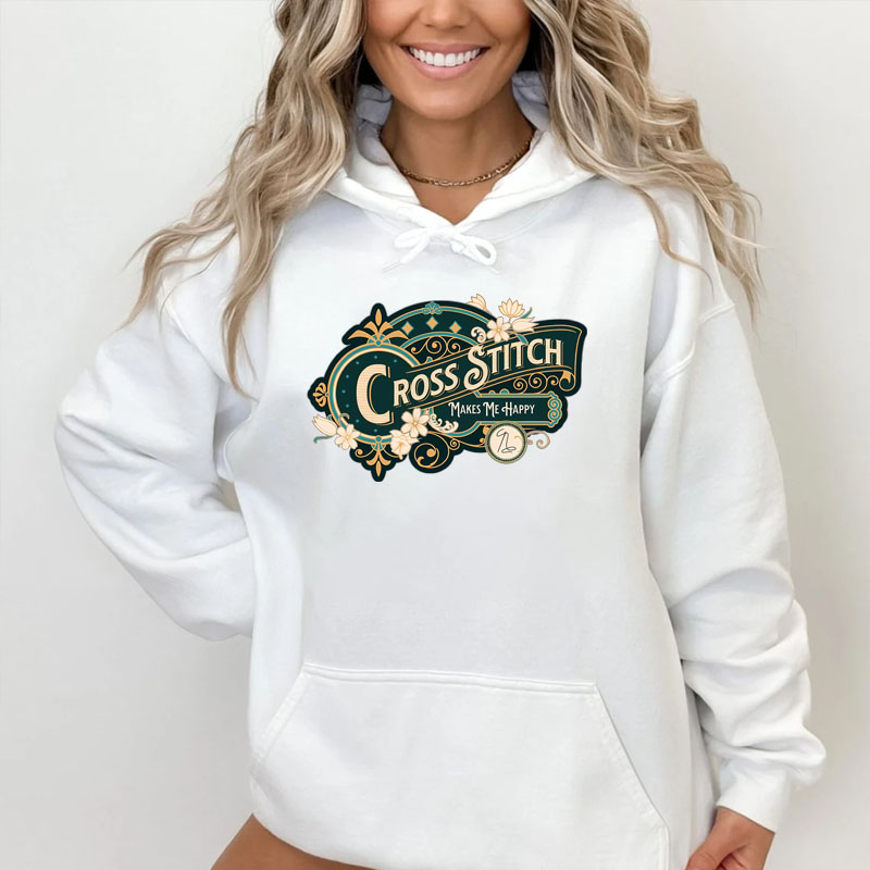 Cross Stitch Makes Me Happy Oversized Hoodie