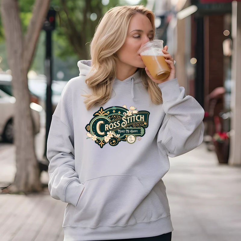 Cross Stitch Makes Me Happy Oversized Hoodie