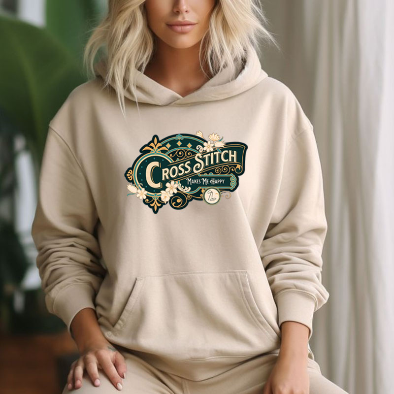 Cross Stitch Makes Me Happy Oversized Hoodie