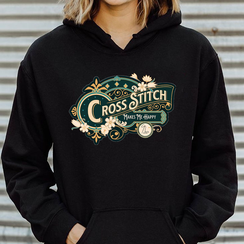 Cross Stitch Makes Me Happy Oversized Hoodie
