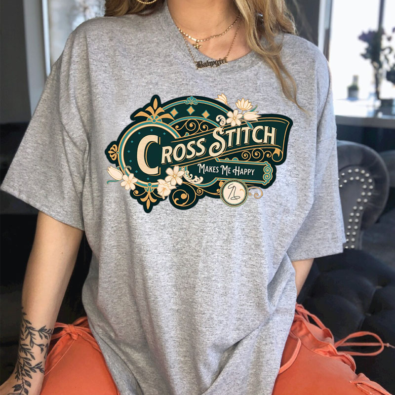 Cross Stitch Makes Me Happy T Shirt