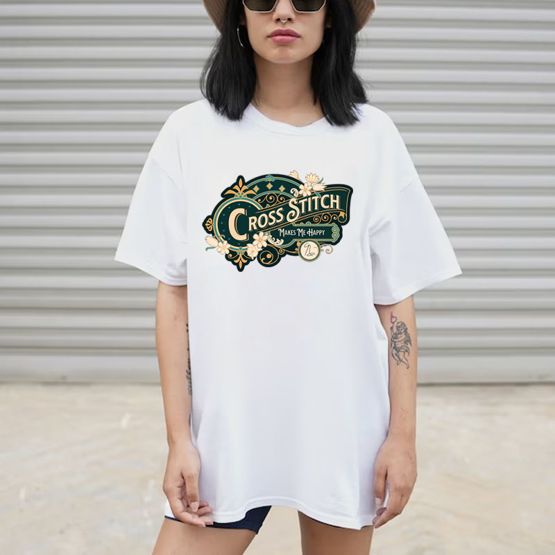 Cross Stitch Makes Me Happy T Shirt