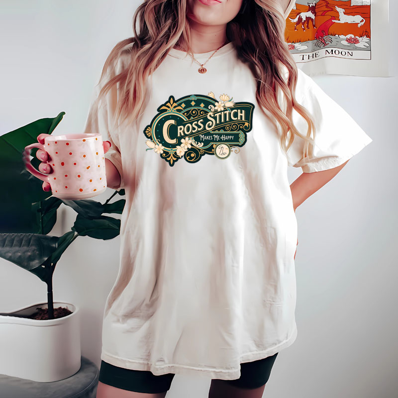 Cross Stitch Makes Me Happy T Shirt