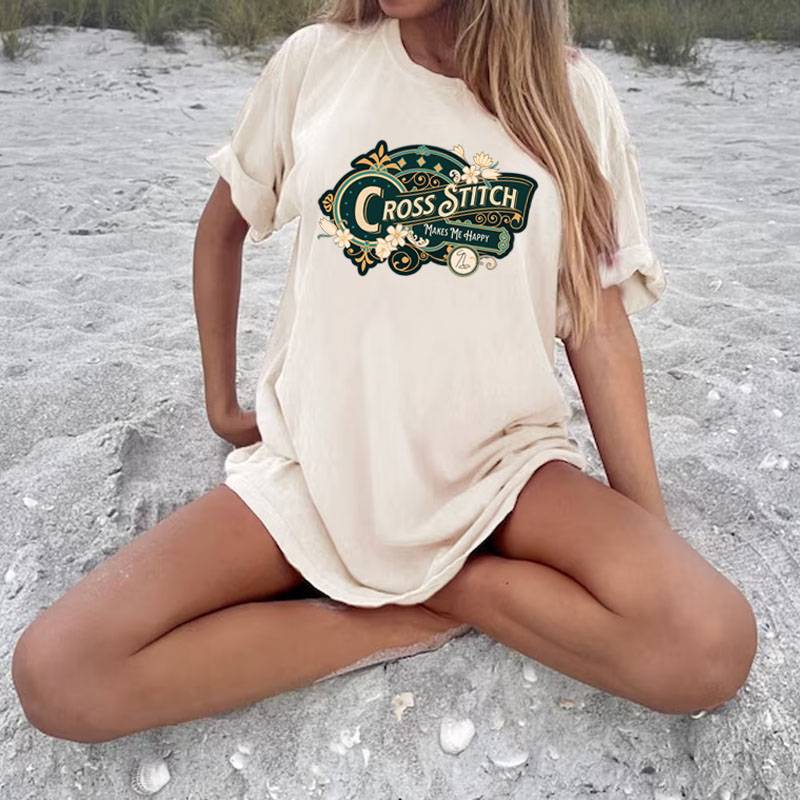 Cross Stitch Makes Me Happy T Shirt