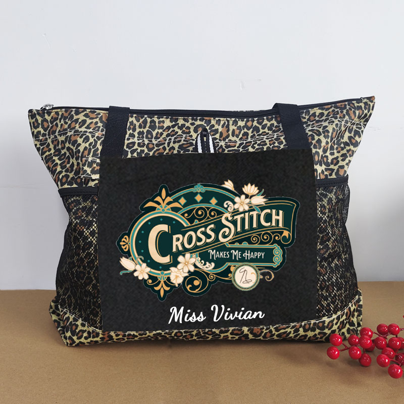 Cross Stitch Makes Me Happy Tote Bag