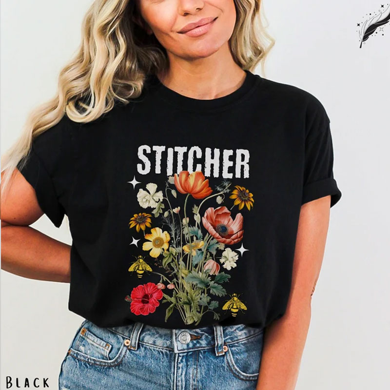 Cross Stitch T Shirt Floral Cross Stitch