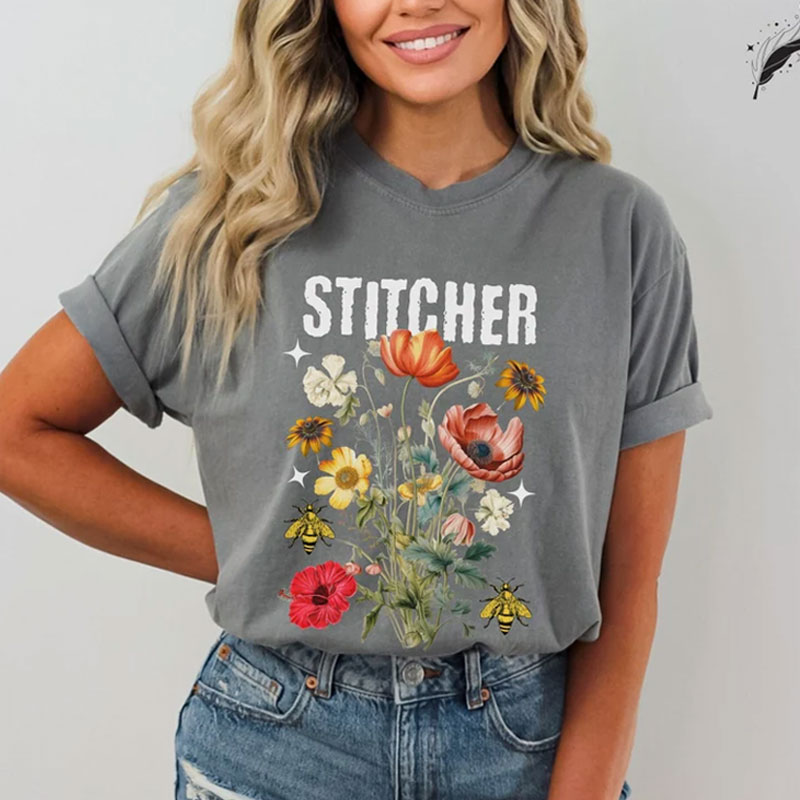 Cross Stitch T Shirt Floral Cross Stitch