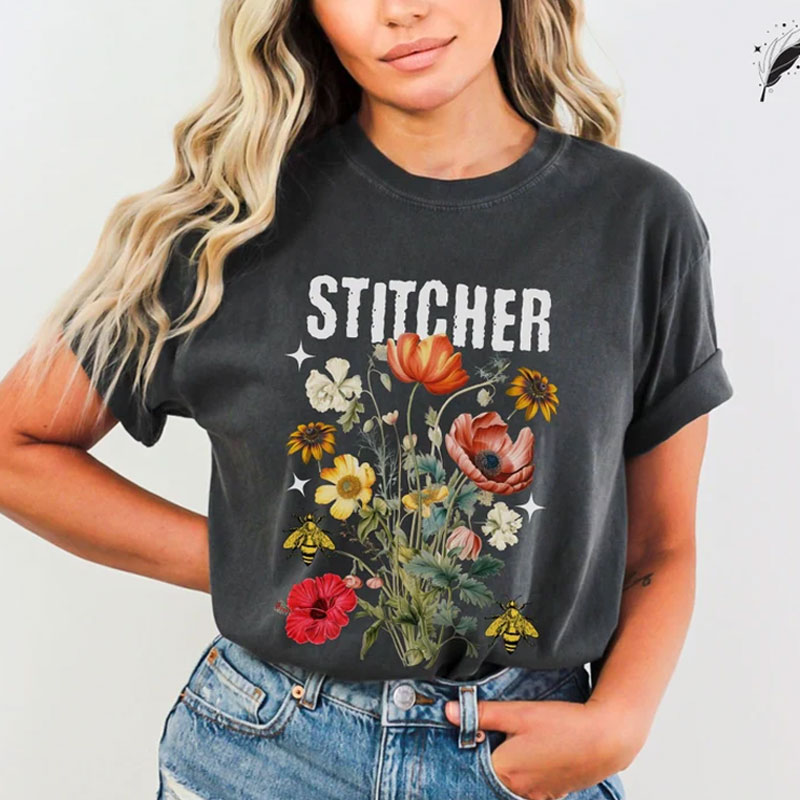 Cross Stitch T Shirt Floral Cross Stitch