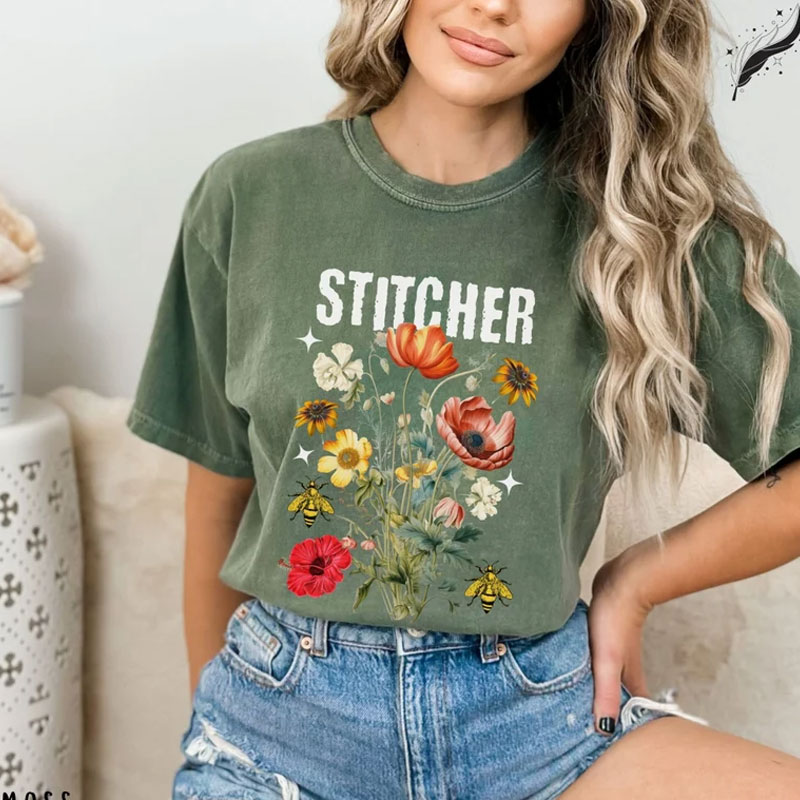 Cross Stitch T Shirt Floral Cross Stitch