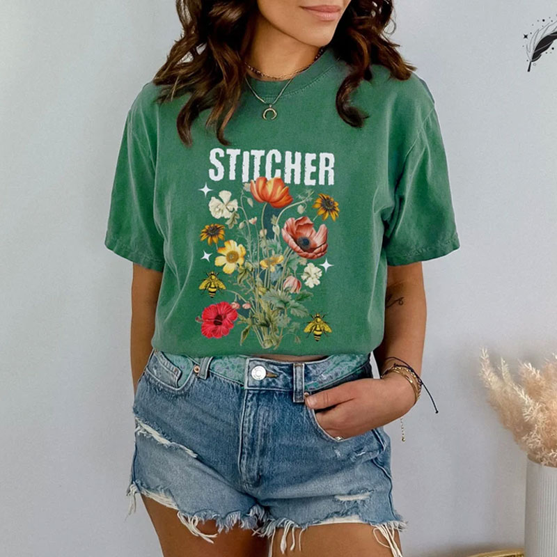 Cross Stitch T Shirt Floral Cross Stitch