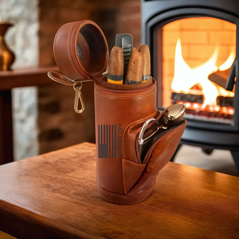 Custom Cigar Humidor Case Leather Gift