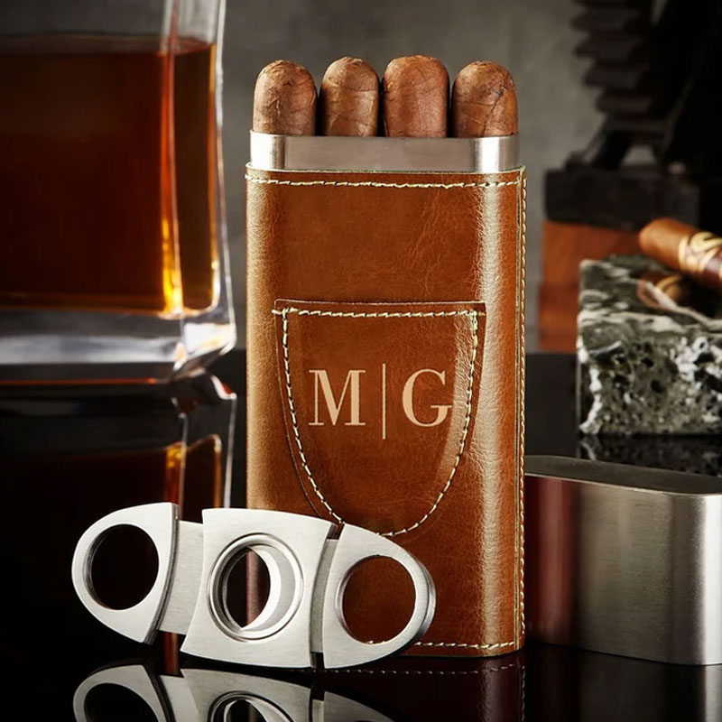 Custom Cigar Travel Case with Cutter - Portable Cigar Holder