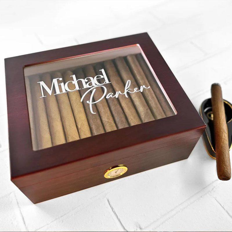 Custom Glass Cigar Humidor Gift