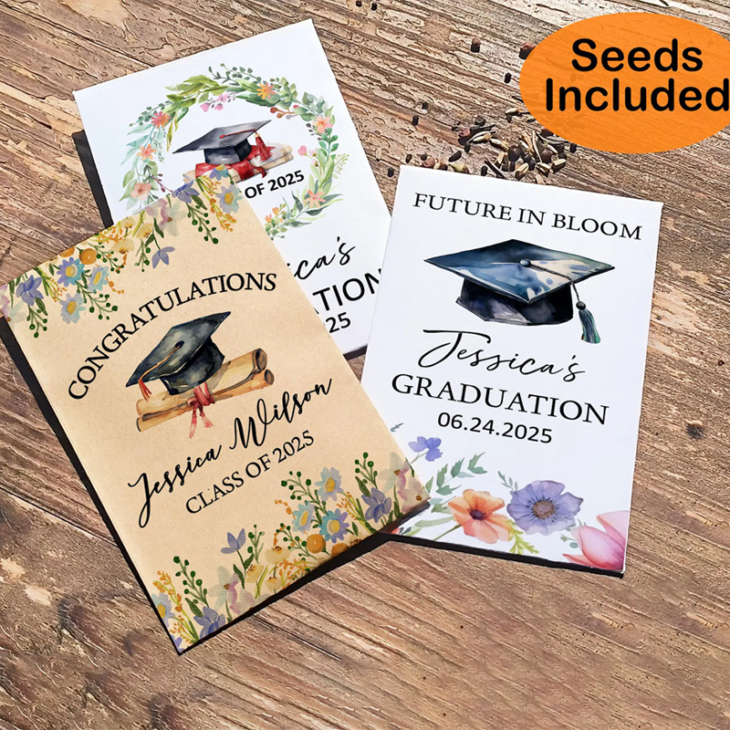 Custom Graduation Wildflower Seed Packet Favor for Guest