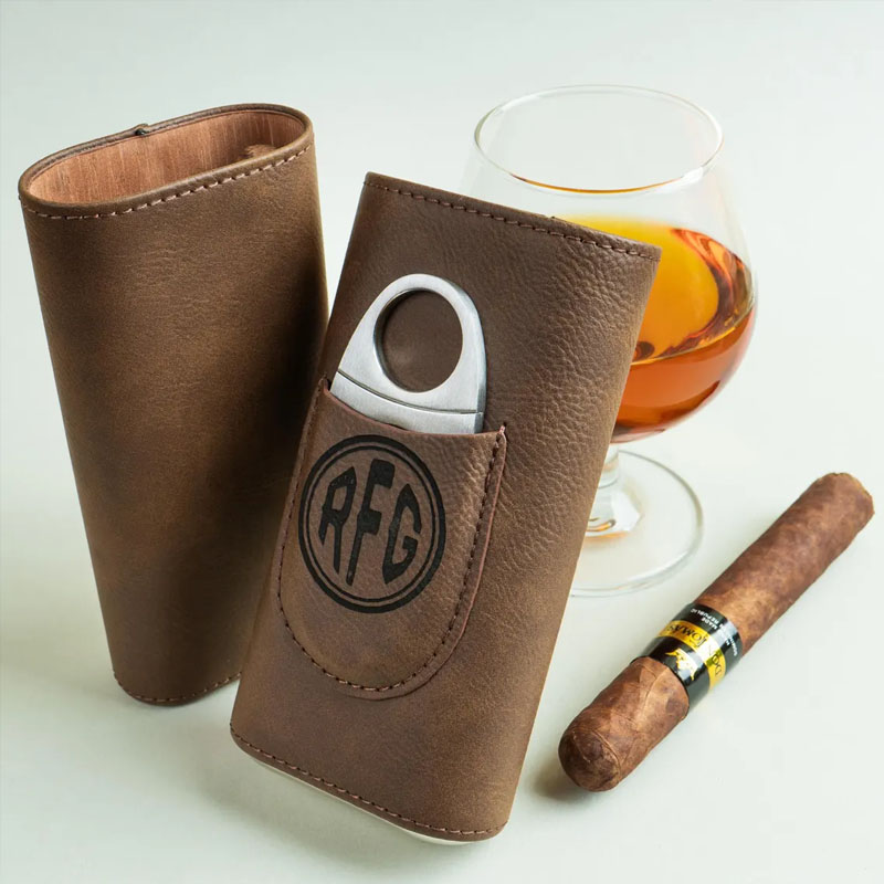 Custom Leather Cigar Case With Cutter