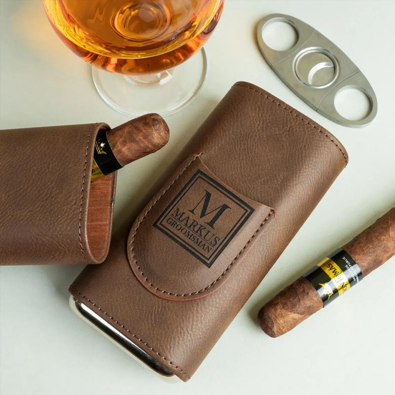 Custom Leather Cigar Case With Cutter