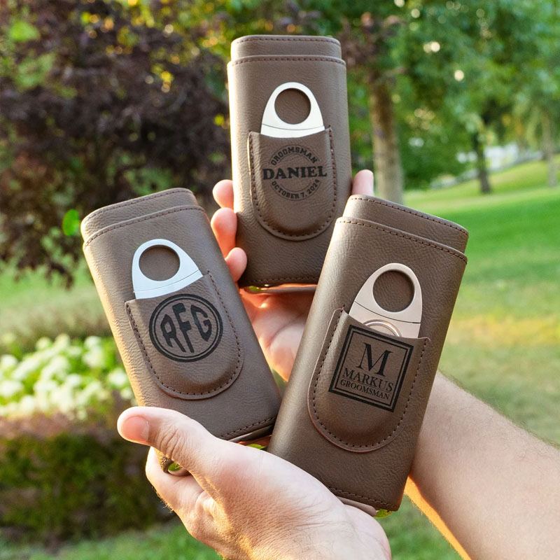 Custom Leather Cigar Case With Cutter