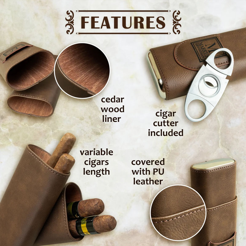 Custom Leather Cigar Case With Cutter