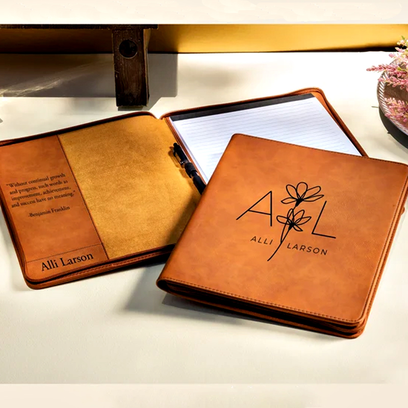 Custom Leather Document Bag With Zipper
