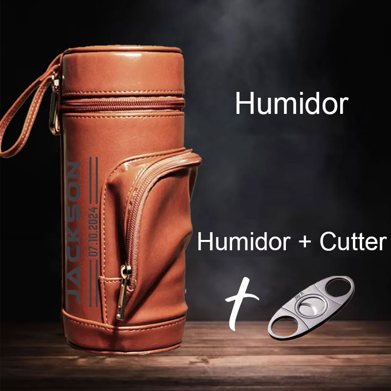 Custom Men's Cigar Humidor Case Leather Gift