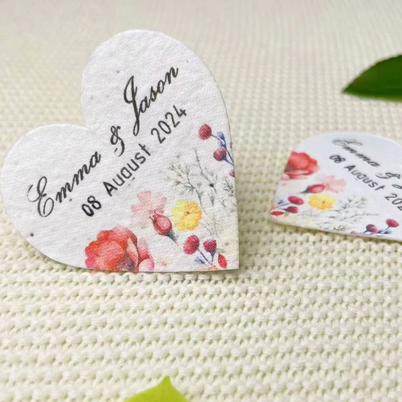 Custom Wedding Gift Favors Seed Paper Hearts Shapes