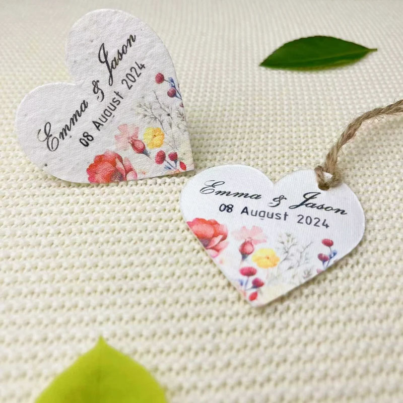Custom Wedding Gift Favors Seed Paper Hearts Shapes
