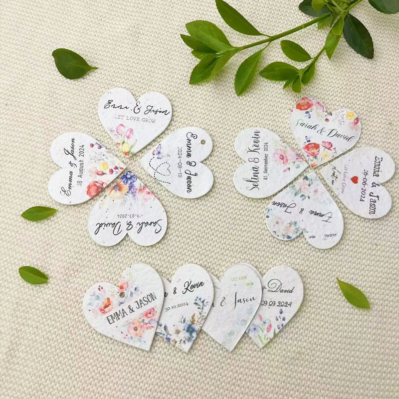 Custom Wedding Gift Favors Seed Paper Hearts Shapes