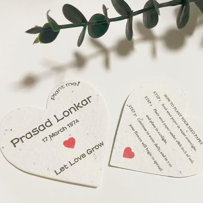 Custom Wedding Gift Favors Seed Paper Hearts Shapes