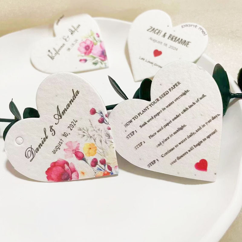 Custom Wedding Gift Favors Seed Paper Hearts Shapes